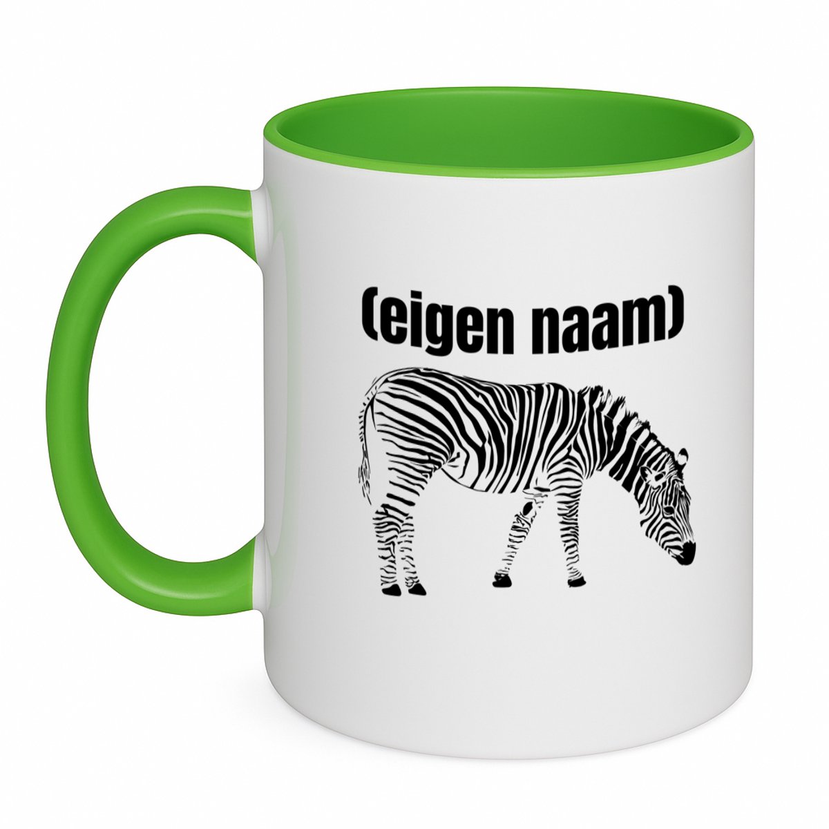 Hacebo® - zebra met eigen naam koffiebeker groen - Zebra - dieren liefhebber - thee mok - koffie beker - iemand die houdt van zebra's - verjaardag - cadeau - kado - geschenk - koffiemok - 350 ML inhoud