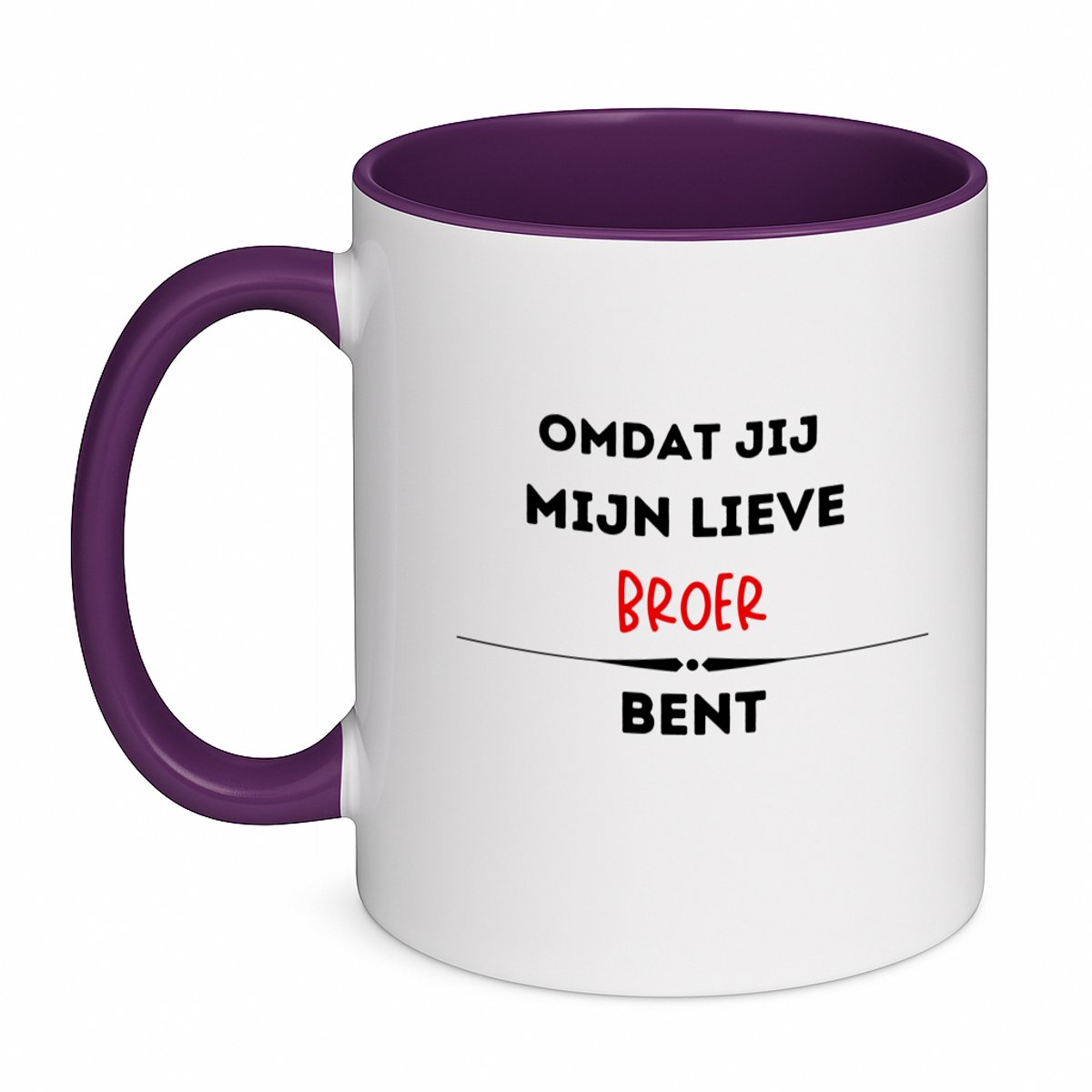 Hacebo® - omdat jij mijn lieve broer bent koffiebeker paars - Broer - de liefste broer - thee mok - koffie beker - verjaardag - cadeautje voor broer - kado - geschenk - koffiemok - 350 ML inhoud