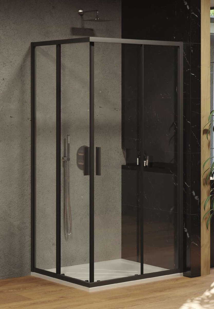 Ravak Blix - Douchehoek Slim BLSRV2-90, 90x90 cm, zwart/helder glas X1LM70300Z1