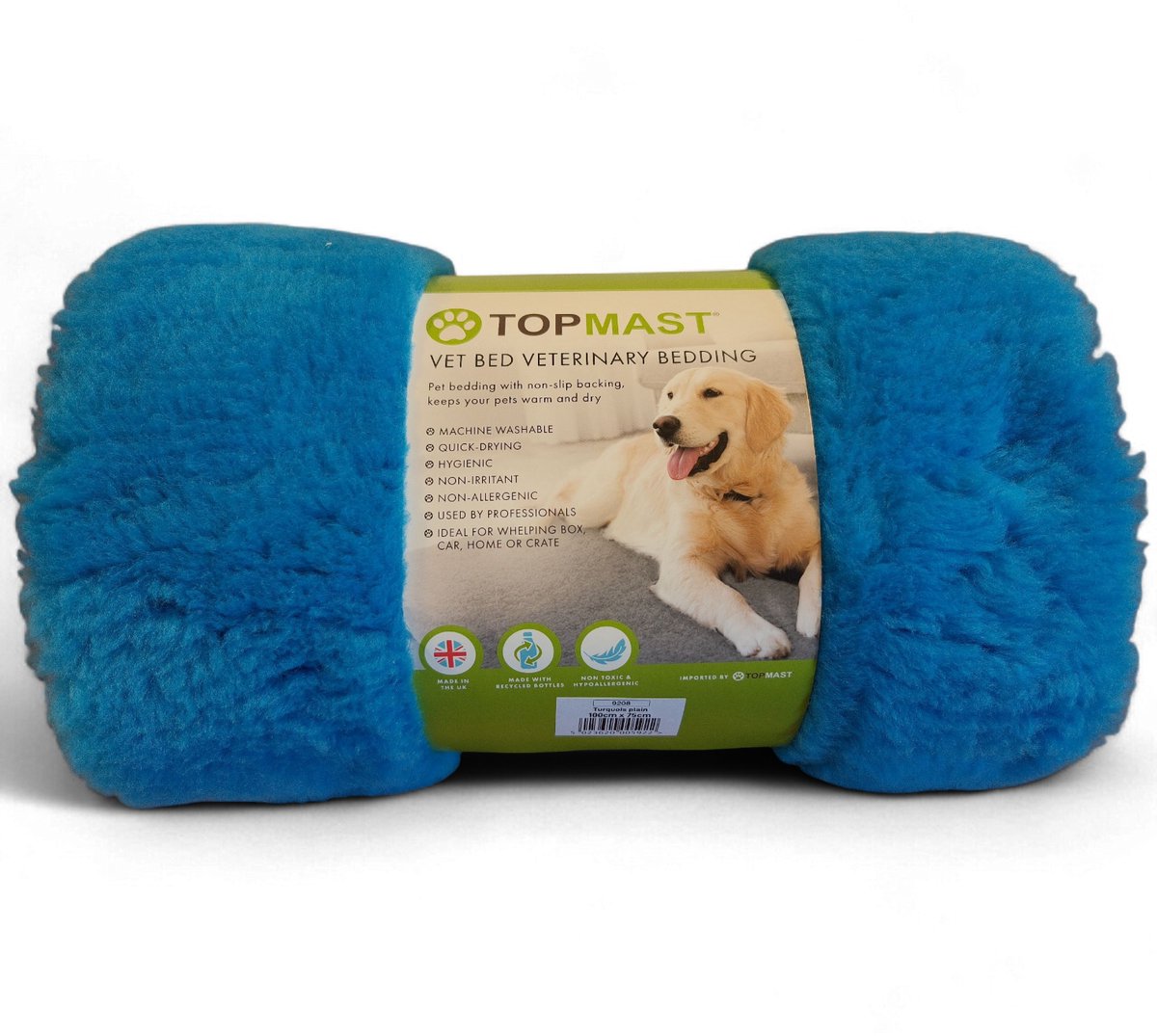 Topmast VetBed Patchwork Turquois plain - 100 x 75 cm - Antislip & Hypoallergeen