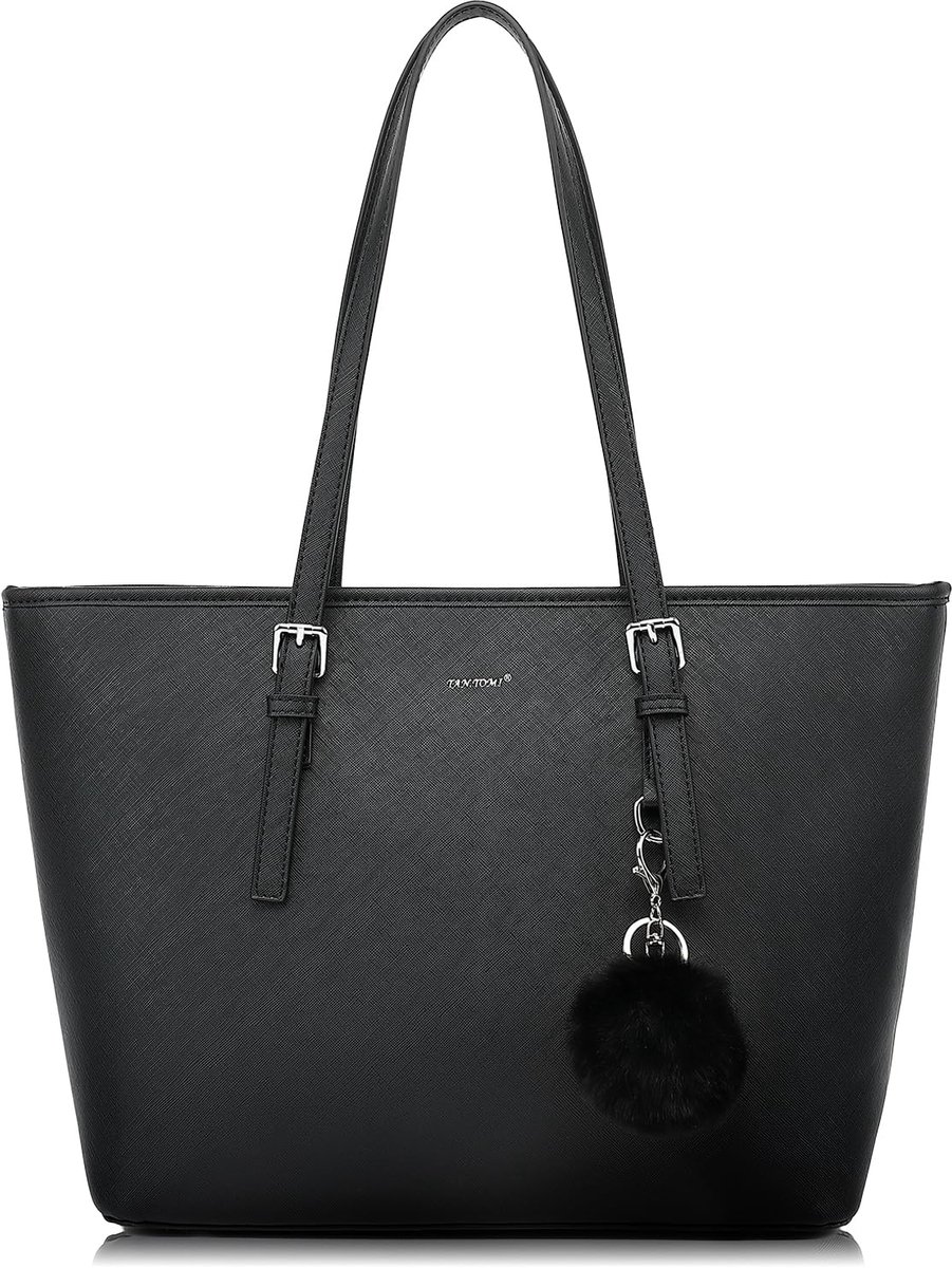 Ibenzoa® Stijlvolle en ruime schoudertas voor dames met elegante details luxe Zwart