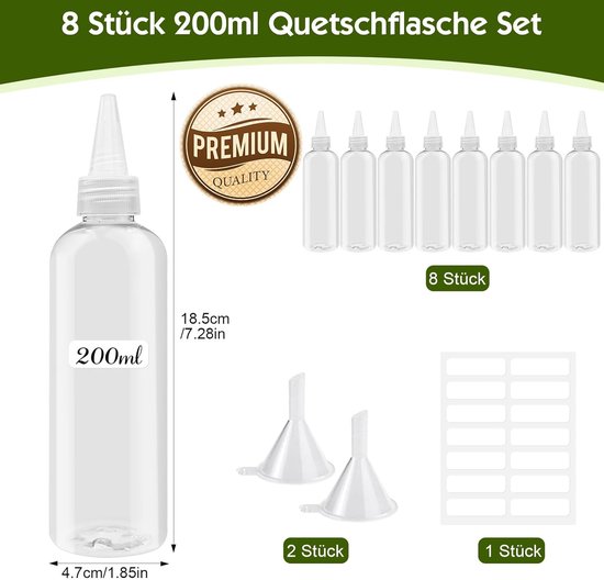 2 stuks plastic knijpflessen, sausflessen met dop, kruidenflesjes