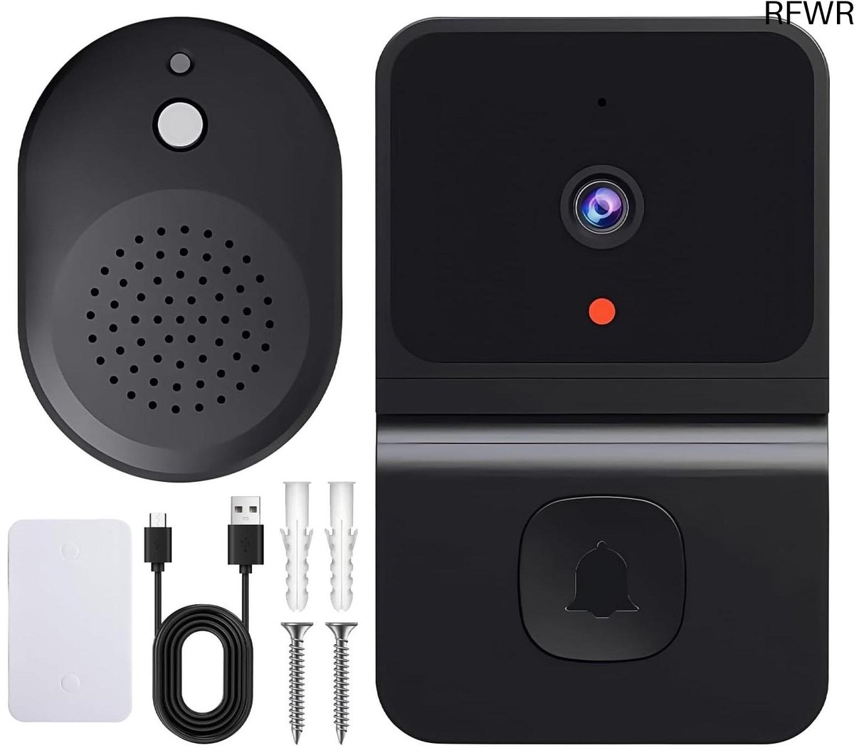 RFWR® Draadloze Videodeurbel 1080p met Infrarood Nachtzicht en Twee-weg Audio