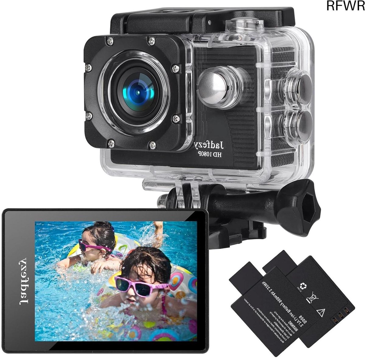 RFWR® Actiecamera FHD 1080P met 12MP en Waterdichte Behuizing