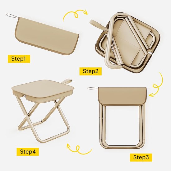 Kruk-Opvouwbare kruk - Opvouwbare kampeerkruk - Kleine draagbare stoel - Draagbare mini-vouwstoel - Lichtgewicht opvouwbare viskruk - Draagbare kampeerstoel- geschikt voor tuin, strand, wandelen, picknick (kaki) van Merkloos — afbeelding 4