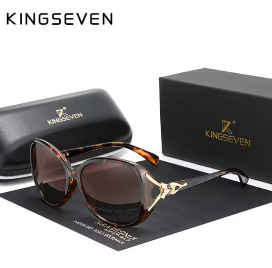KINGSEVEN Zonnebril 7842 - Luipaard-Bruin – Dames - Gepolariseerd - UV400 - Vlinder