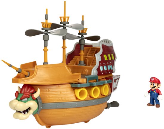 Super Mario Deluxe Bowser's luchtschipspeelset met Mario-actiefiguur
