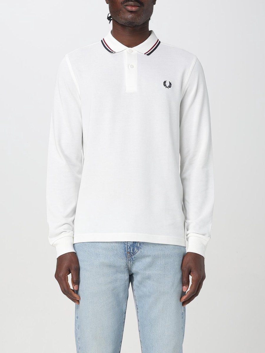 Tipped Long Sleeve Polo Shirt Wit