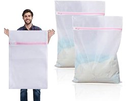2 stuks extra grote waszakken 60 x 90 cm, XXL wasnet voor wasmachine, geschikt voor gordijnen, jassen, tapijten en badhanddoeken