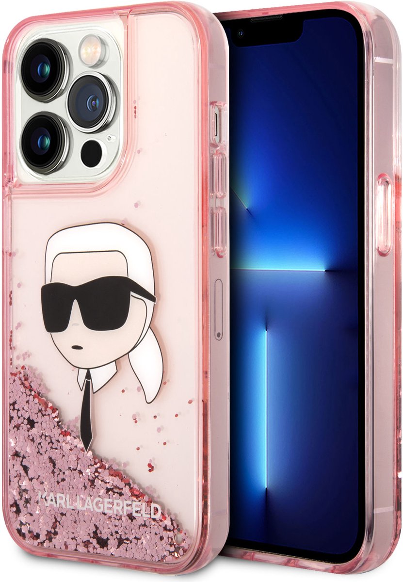 Karl - Lagerfeld - KLHCP14LLNKHCP iPhone - 14 - Pro - 6.1 - roze/roze - hardcase - Glitter - Karl - Head