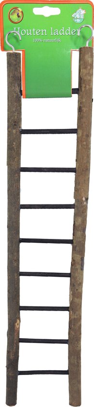 Houten ladder, 9 treden, 100% natuurlijk.