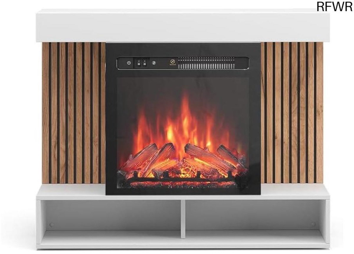 RFWR® Elektrische open haard voor aan de muur, 100 cm, witte designhaard