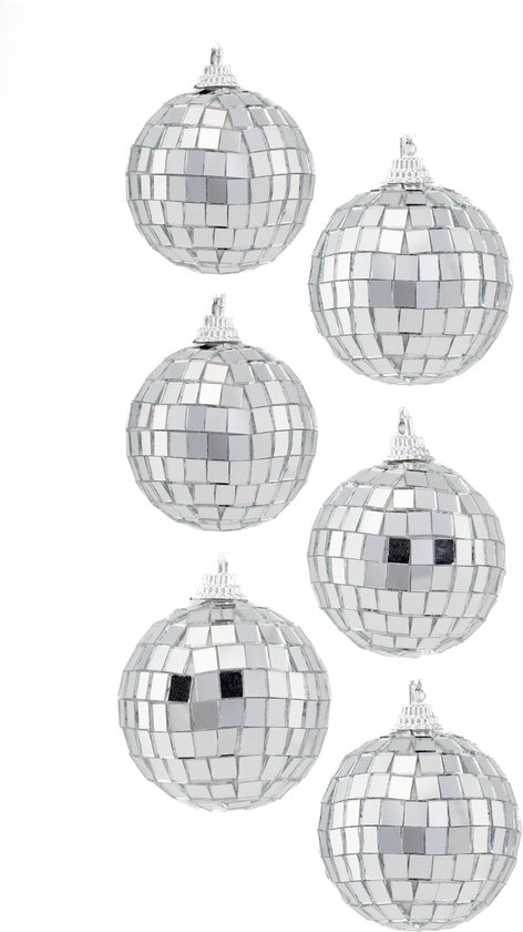 Foto: Kimu 6x discobal 5 cm klein kerstballen discobol spiegelbol kerstbal glitterbol glitter spiegeltjes disco bal bol decoratie planeet festival