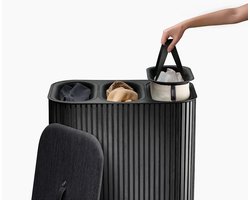 Joseph Joseph Tota Luxe 90L Wasmand Zwart, 3 compartimenten
