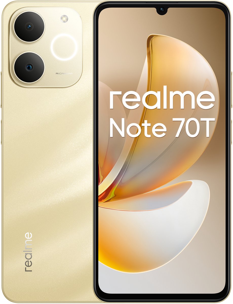 スマートフォン本体 Realme Note 70T 4GB+64GB Realme Note 70T - 4G Dual SIM - 256 GB opslag - 6000 mAh - mAh