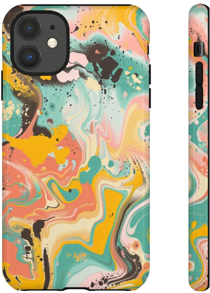 Kleurrijke Abstracte Vloeibare Kunst – Telefoonhoesje Geschikt voor iPhone 11