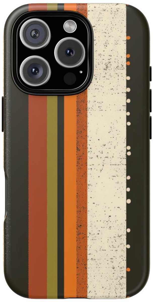 Retro Verticale Strepen en Stippenpatroon – Telefoonhoesje Geschikt voor iPhone 16 Pro