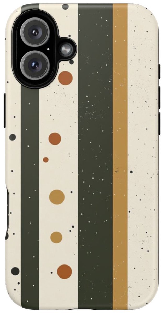 Retro Verticale Strepen en Stippenpatroon – Telefoonhoesje Geschikt voor iPhone 16 Plus
