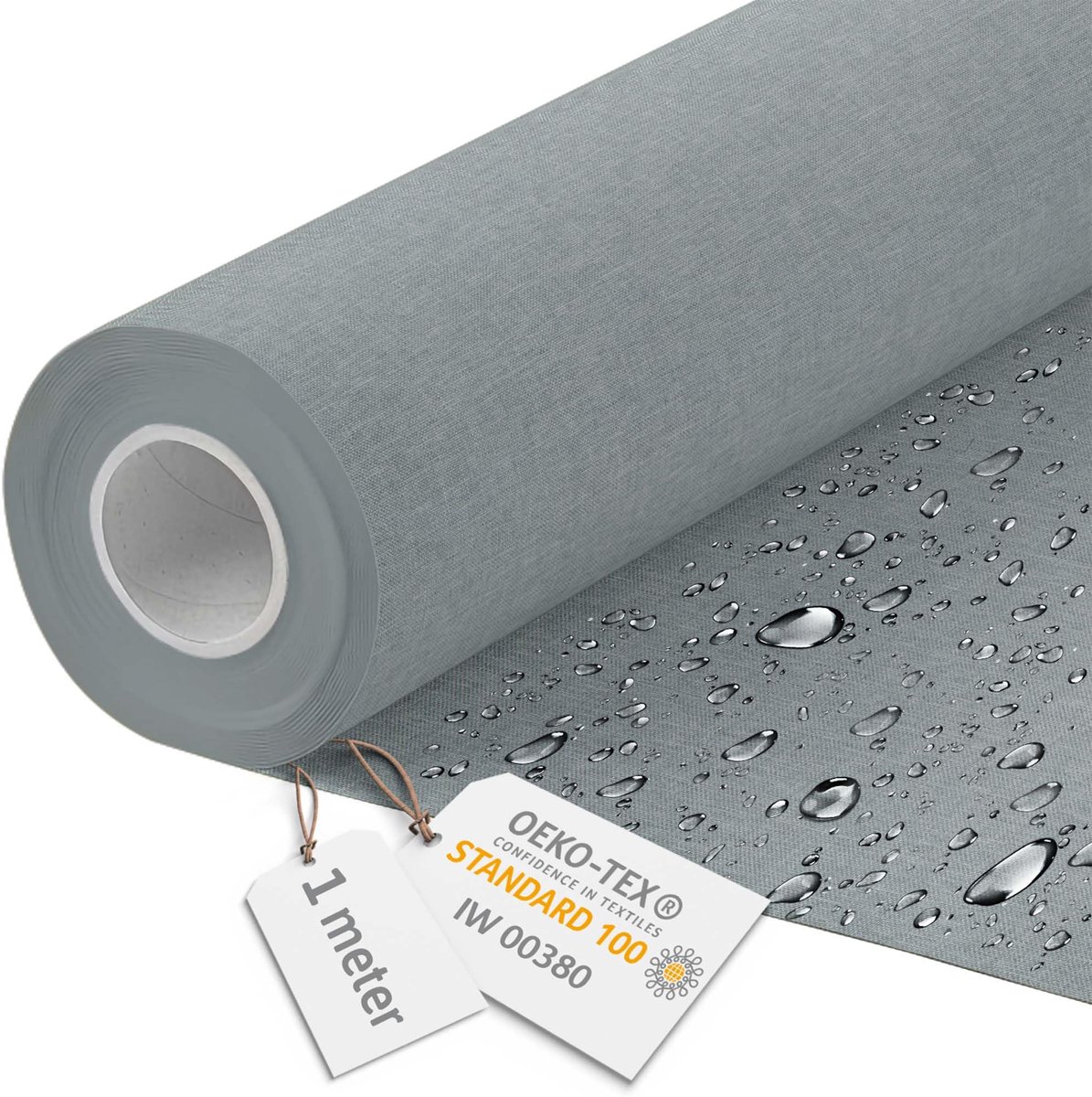 DreamRoots Canvas Waterdicht - Meubelstof per meter, Imitatie plat 160 cm breed - Waterafstotende stof 220 g/m2 600D - Zonneschermstof waterdicht per meter, Lichtgrijs 1M