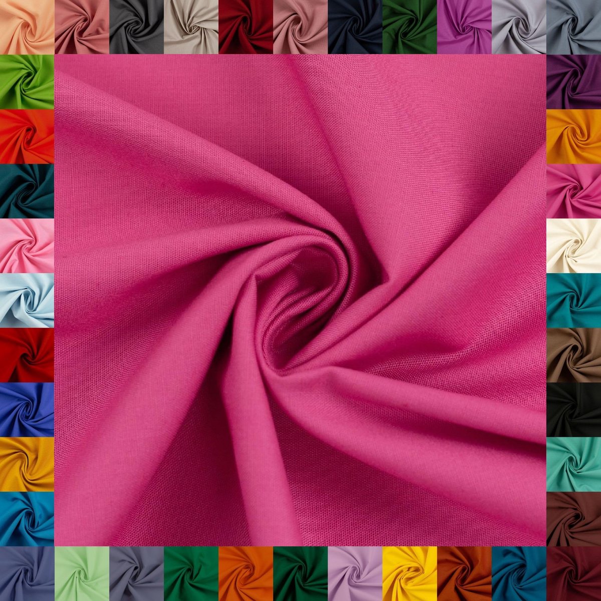 Katoenen stof HEIDE, Swafing, 42 effen kleuren, effen, 100% katoen, kortingsbonnen, Oeko-TEX Standard 100 (roze, 1 m)