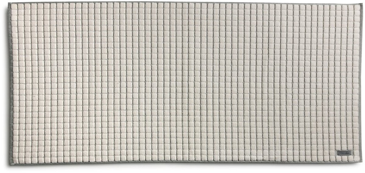 möve Eden badmat met boxstructuur 60 x 130 cm van 100% katoen, Nature/Zwart