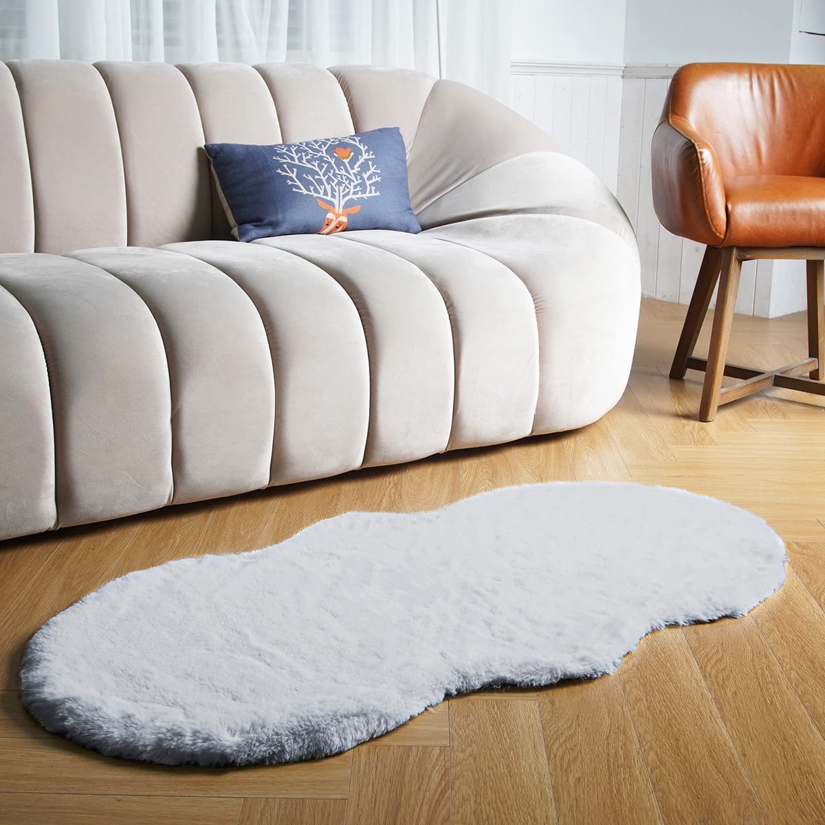 Ibenzoa® Grijze Fluffy Vloerkleed 60x120 cm voor Woonkamer en Slaapkamer, Wasbaar en Zacht