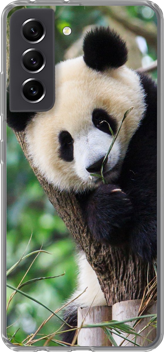 Telefoonhoesje Geschikt voor Samsung Galaxy S21 FE hoesje - Panda - Dieren - Jungle - Natuur - Siliconen Telefoonhoesje Telefoonhoesje