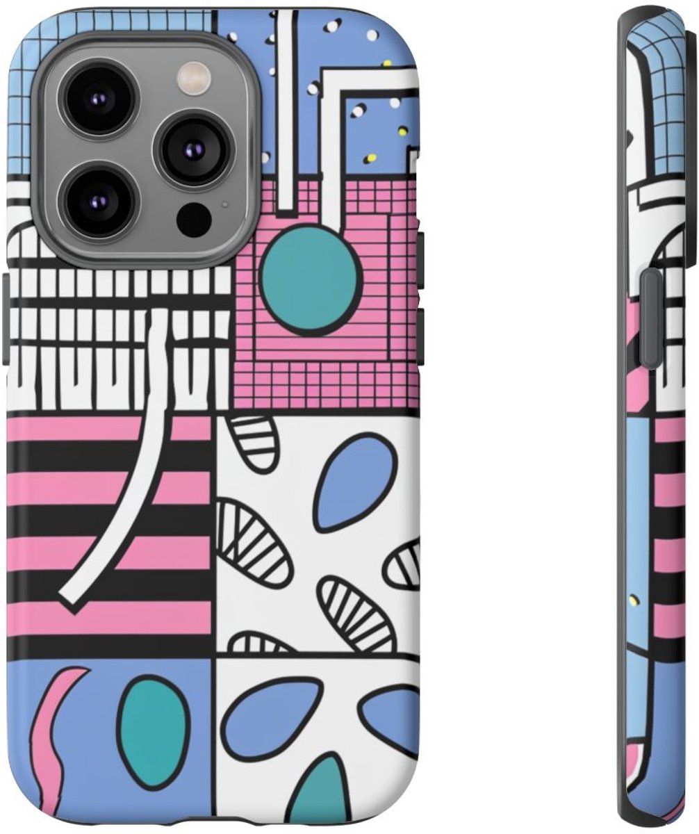 Kleurrijk Geometrisch Abstract Patroon – Telefoonhoesje Geschikt voor iPhone 14 Pro
