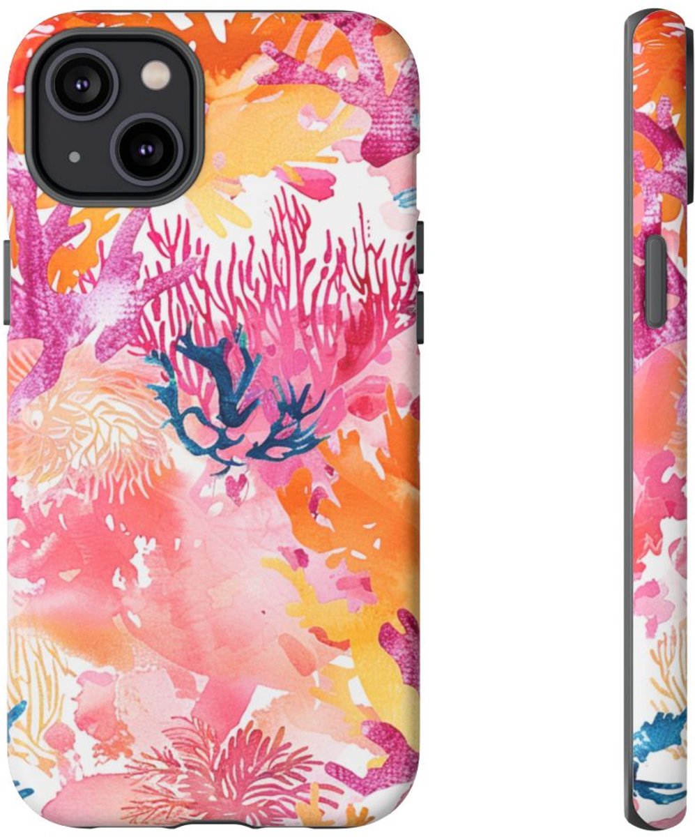 Aquarel Koraalrifpatroon – Telefoonhoesje Geschikt voor iPhone 14 Plus