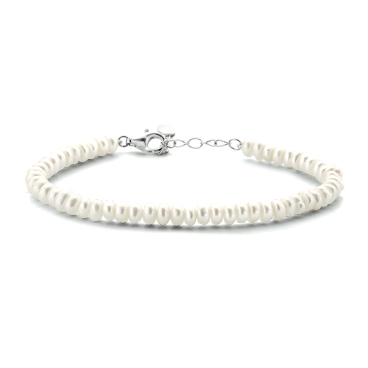 Glams armband parel 4,0 mm 16 + 3 cm - 4 - Zilver