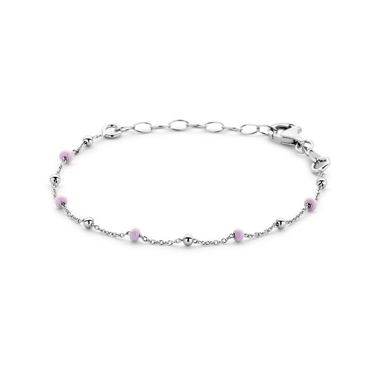 Yep! Bracelet Boules Émail Rose 13 + 3 cm - Argent
