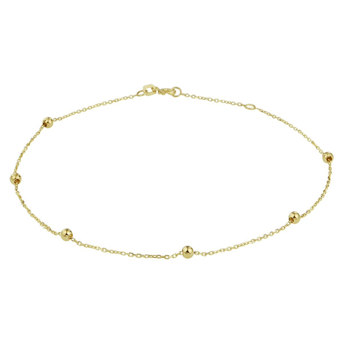 Marie Celeste enkelbandje bolletjes 1,0 mm 24 - 26 cm - 3 mm - Goud