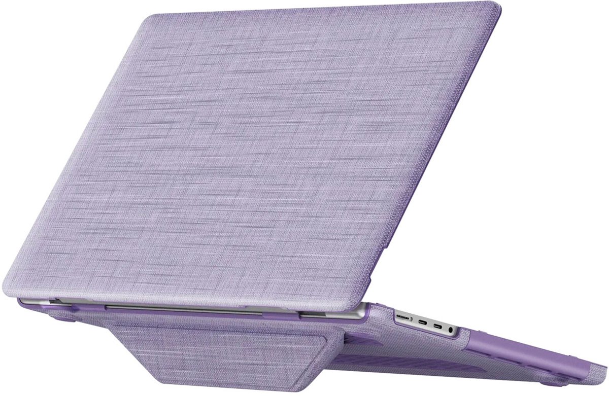 Avizar Hoes voor MacBook Pro 16 van Stof met Opvouwbare Magnetische Standaard, Lavendel
