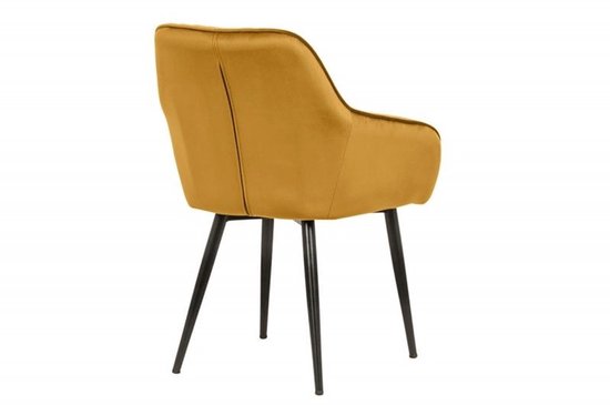 Fauteuil élégant TURIN en velours jaune moutarde avec surpiqûres décoratives - 39528
