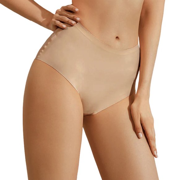 Slip taille haute sans couture pour femme - Zwart, Wit, Beige - Taille XL - Set de 3 - Ultra doux - Sous-vêtements sans couture femmes - Sous-vêtements sans couture femmes - String invisible - Slips femme - sous-vêtements invisibles