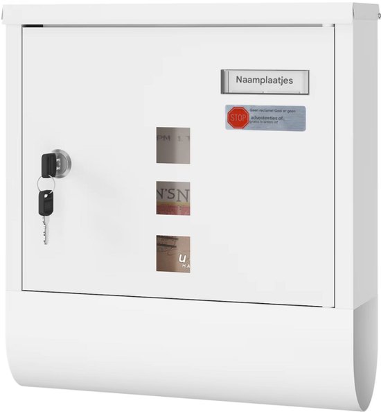 Brievenbus met Slot - Afsluitbare Buitenbrievenbus met Naamplaat en Kijkvenster - Metalen Montage Brievenbus voor Briefpost