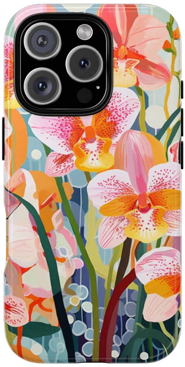 Kleurrijke Orchideeën Illustratie – Telefoonhoesje Geschikt voor iPhone 16 Pro