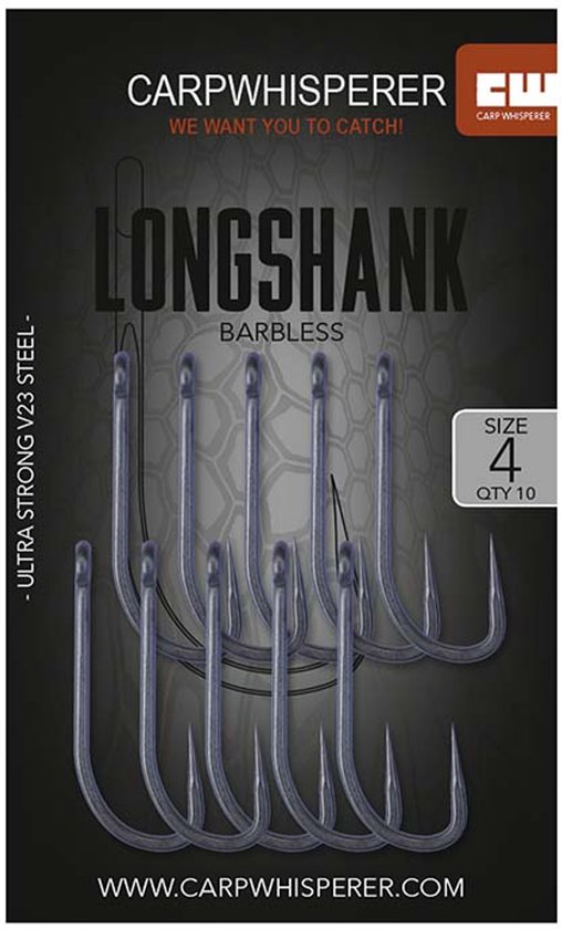 Carp Whisperer - Longshank Haak - 10 stuks - Haak Maat: 6 - Barbless van Carp Whisperer — afbeelding 2