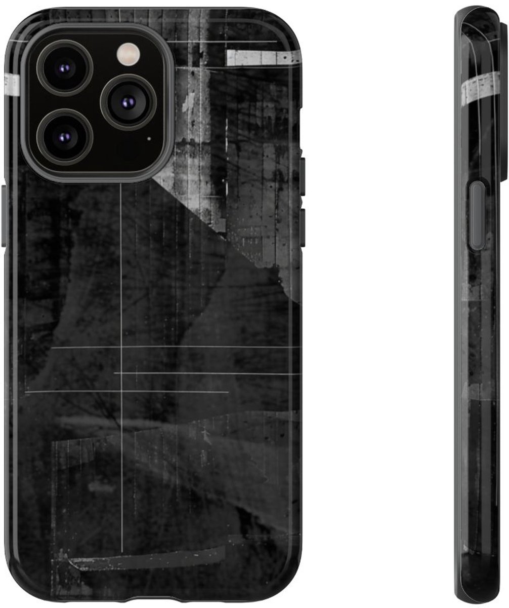 Zwart-Wit Abstracte Geometrische Textuur – Telefoonhoesje Geschikt voor iPhone 14 Pro Max