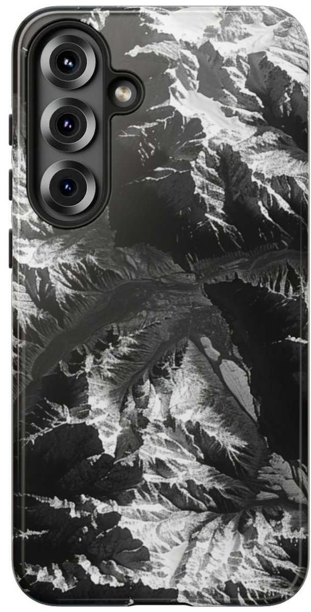 Zwart-Wit Berglandschap – Telefoonhoesje Geschikt voor Samsung Galaxy S25 Plus