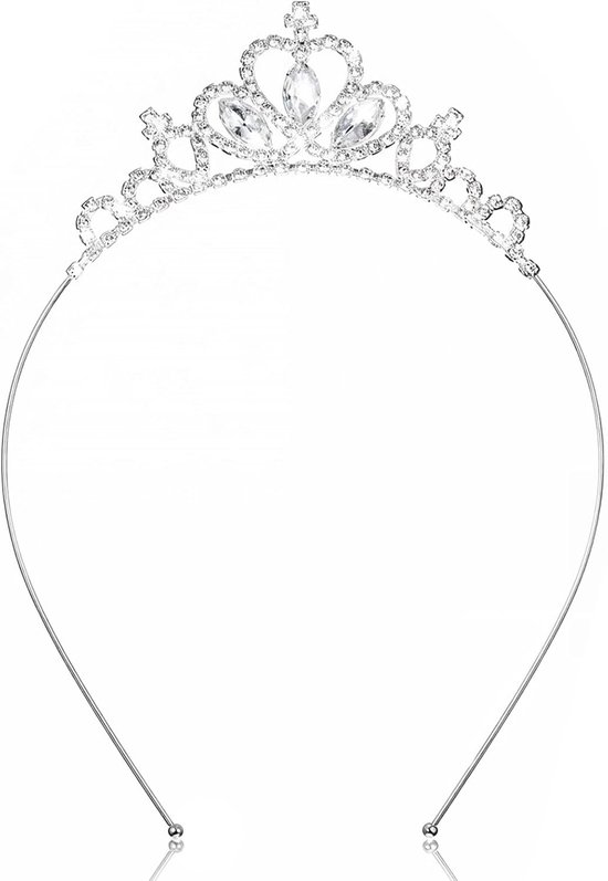 ZhouWei Prinsessenkroon, strass, kristal, diadeem, elf, kroon, accessoires, cadeau, bruid, bruiloft, diadeem, prinses, voor wedstrijden, feest, cosplay, Halloween, bruiloft, Eén maat, Kristal, Kristal