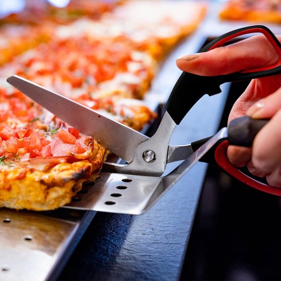 Professionele pizzaschaar - lemmet van roestvrij staal - multifunctionele pizzasnijder - zachte ergonomische handgreep - lengte 27 cm - zwart - ideaal voor pizza en salades van Cosy & Trendy — afbeelding 2