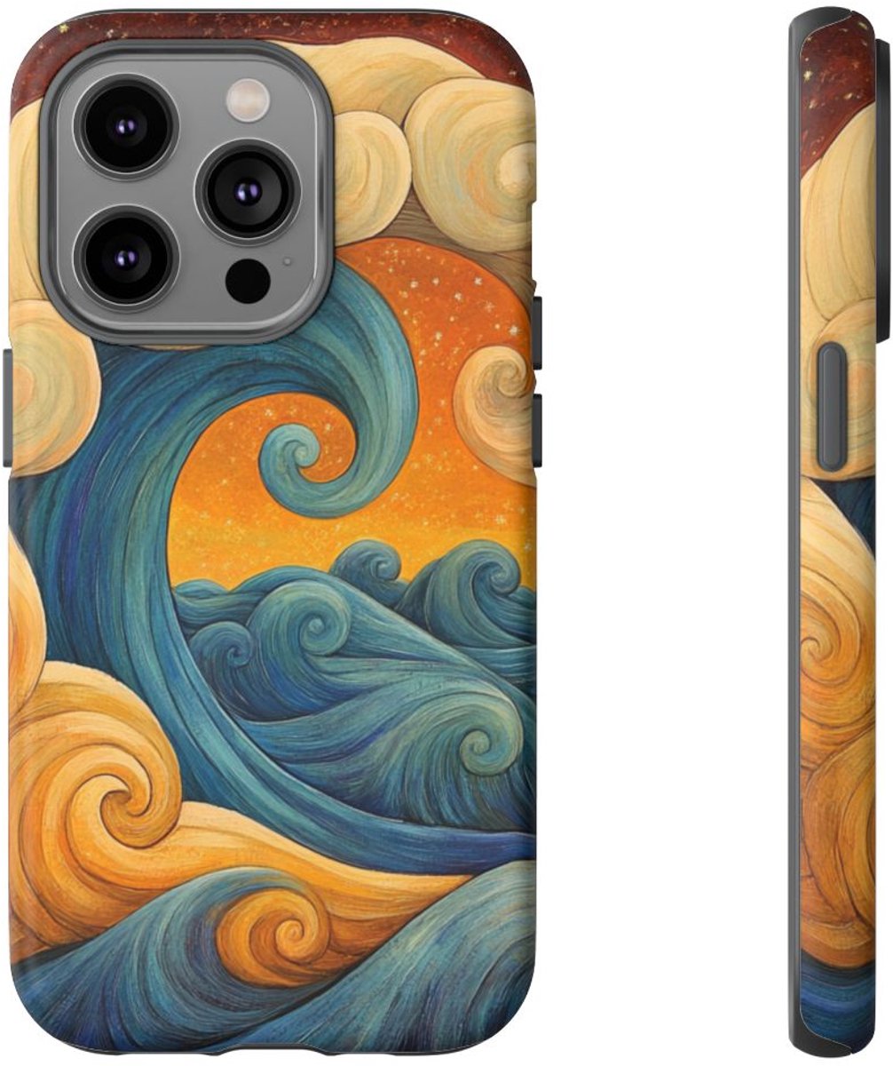 Spiraalvormige Golfillustratie – Telefoonhoesje Geschikt voor iPhone 14 Pro