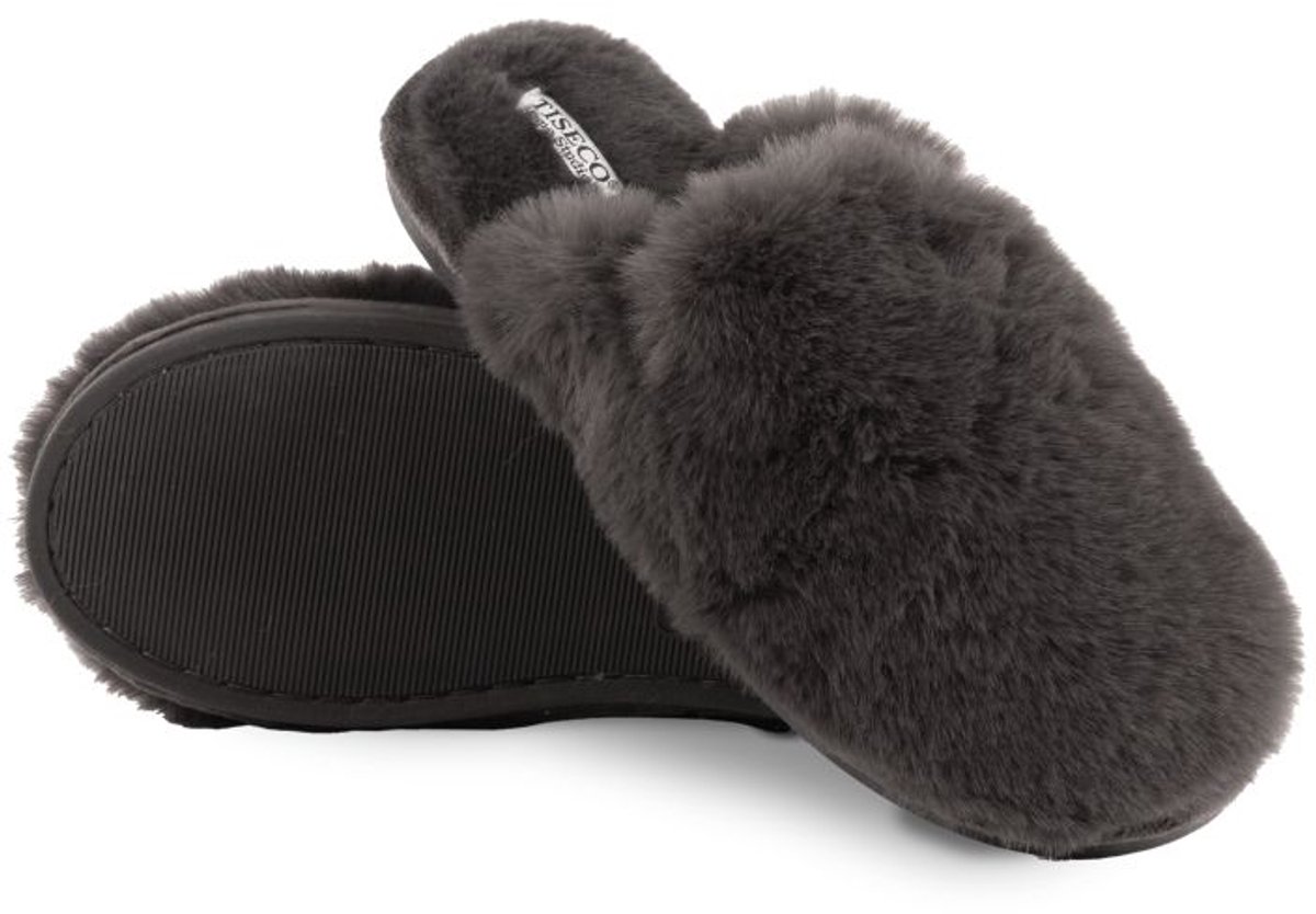 Tiseco - Pantoffels SNUGGS MULE - sloffen - zachte imitatiekonijnenbont - 38/39, grijs
