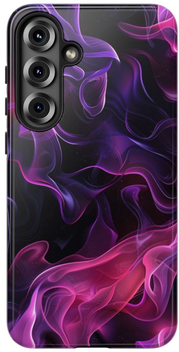 Violette en Roze Abstracte Vlammen – Telefoonhoesje Geschikt voor Samsung Galaxy S25 Plus