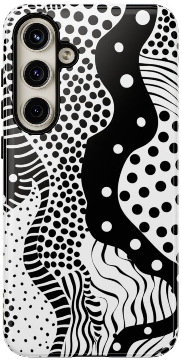 Zwart-Wit Abstract Stippenpatroon – Telefoonhoesje Geschikt voor Samsung Galaxy S24 Plus