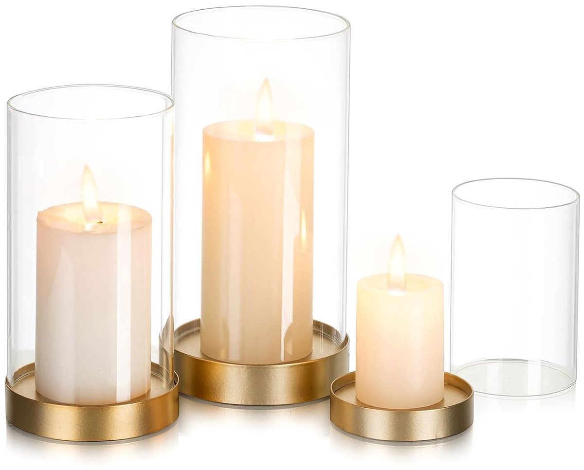 Chique glazen kandelaars - set van 3 - modern - goud - verschillende maten