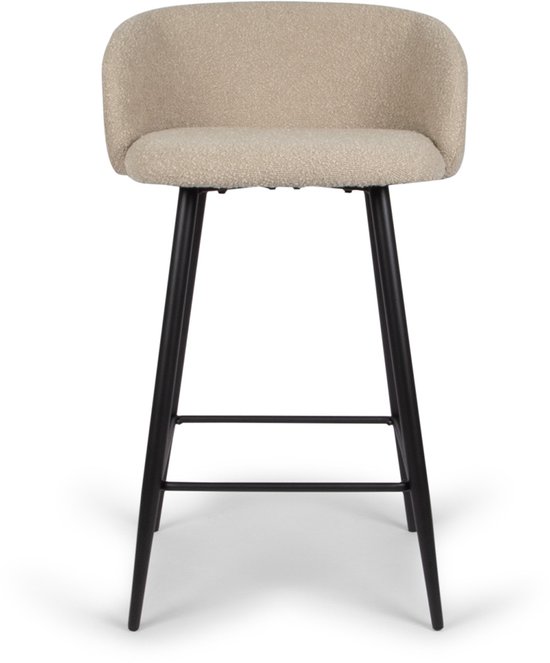 Milton & Oldbrook Bouclé Tabouret de Bar Bas Budapest Taupe - Zwart