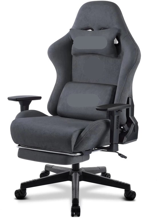 TRALT Bureaustoel, ergonomische bureaustoel, 150 kg, bureaustoelen met wielen en met netstof, comfortabele gamingstoel, hoge rugleuning, bureaustoel om lang in te zitten, voor studie en werk (zwart
