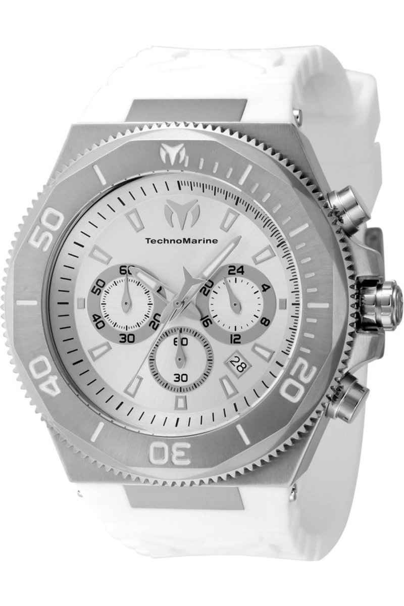 TechnoMarine Manta TM-224015 Heren Horloge - Waterdicht - Analoog - Quartz Uurwerk - Roestvrij Staal met zilveren Wijzerplaat - 49mm
